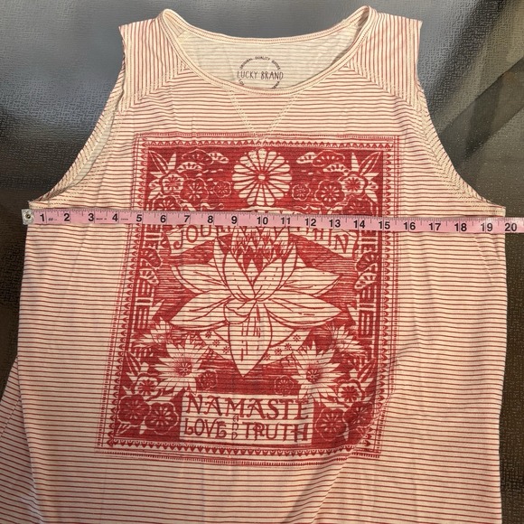 Lucky Brand Tank Top Womens Large Namaste Lotus Festival Boho Spiritual Yoga - Picture 3 of 7
